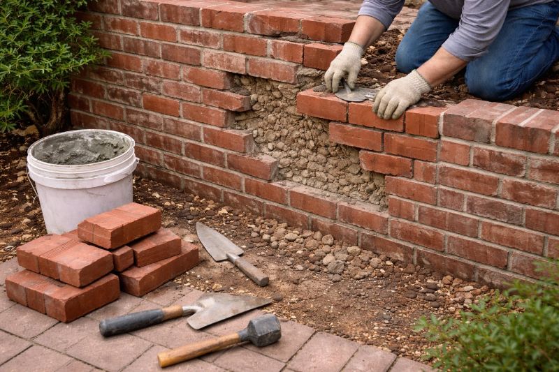 Brick Retaining Wall Repair in Kansas City, MO