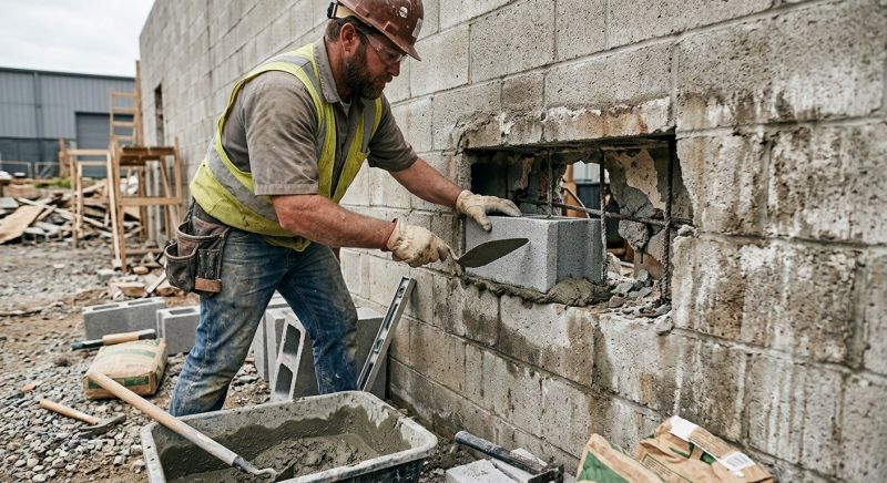Cinder Block Wall Repair in Kansas City, KS