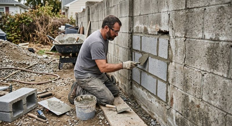 Cinder Block Wall Repair in Leavenworth County, KS