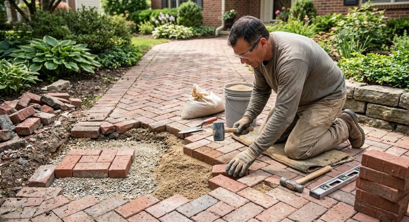 Entryway Brick Repair in Kansas City, MO