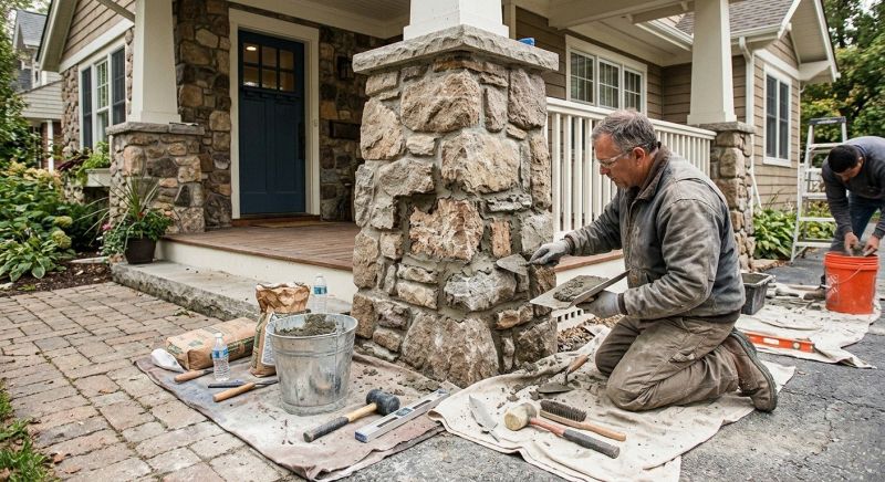 Stone Column Repair in Kansas City, MO
